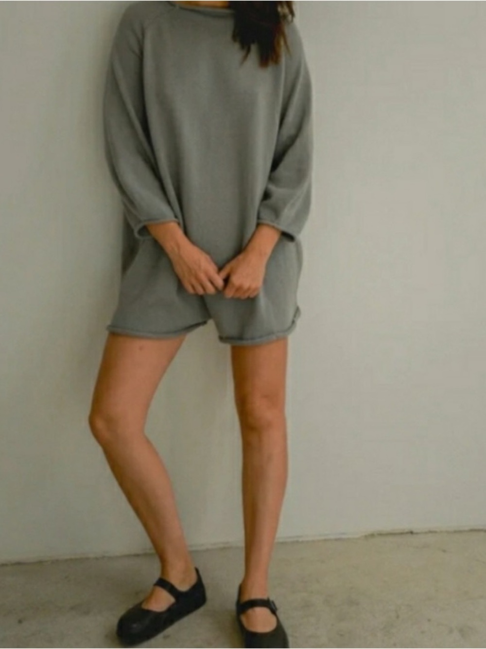 Sonderhaus The Jeanie Romper in Ash XS/S knit green gray long sleeve short - Picture 4 of 11